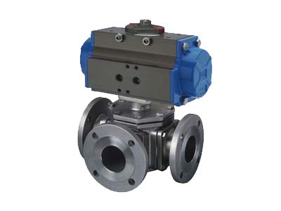 Pneumatic tee flanged ball valve